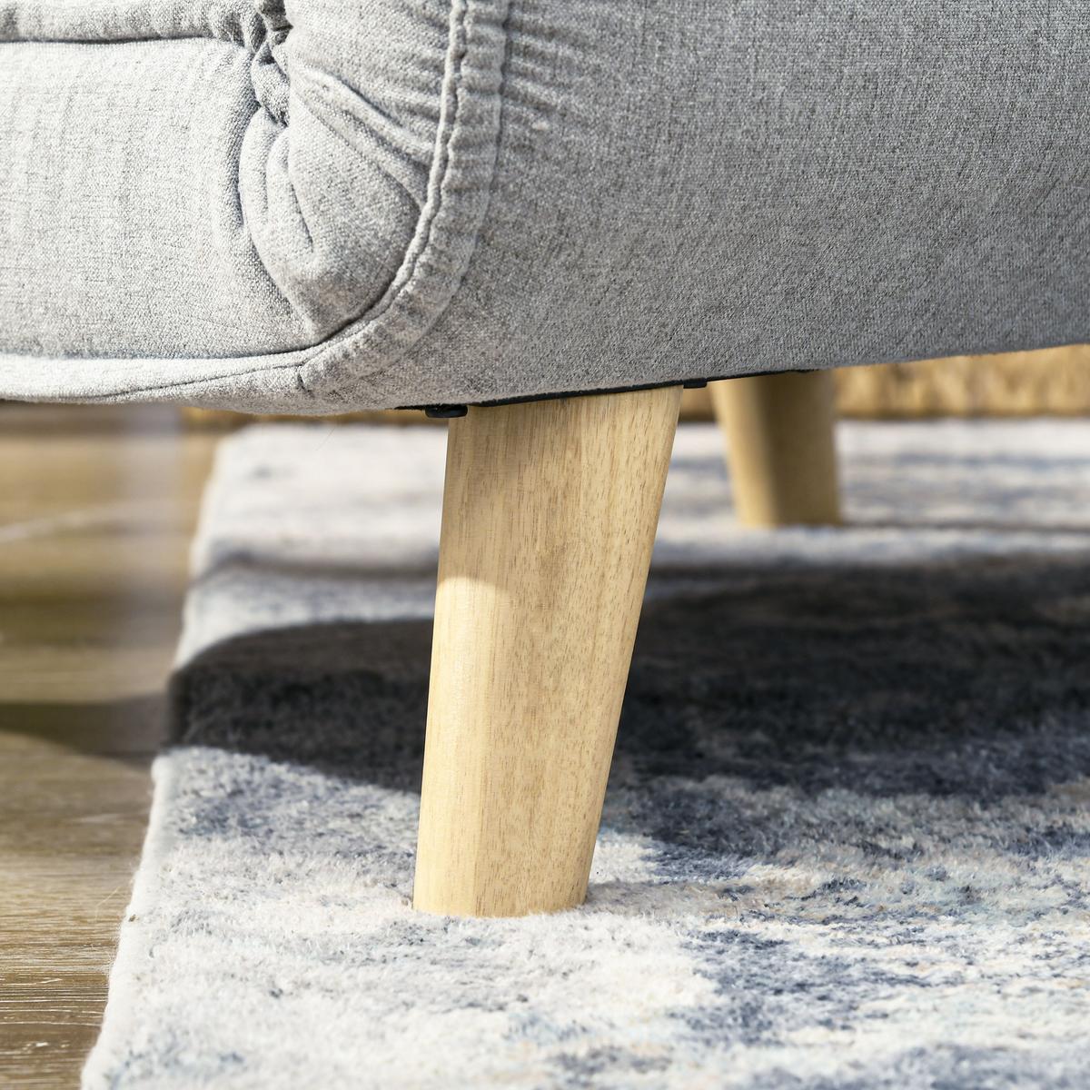 SCHLAFSESSEL, Klappbett mit Bettfunktion, Lendenkissen, für Wohnzimmer Hellgrau - Hellgrau/Naturfarben, Holz/Textil (78/79/72cm) - HOMCOM
