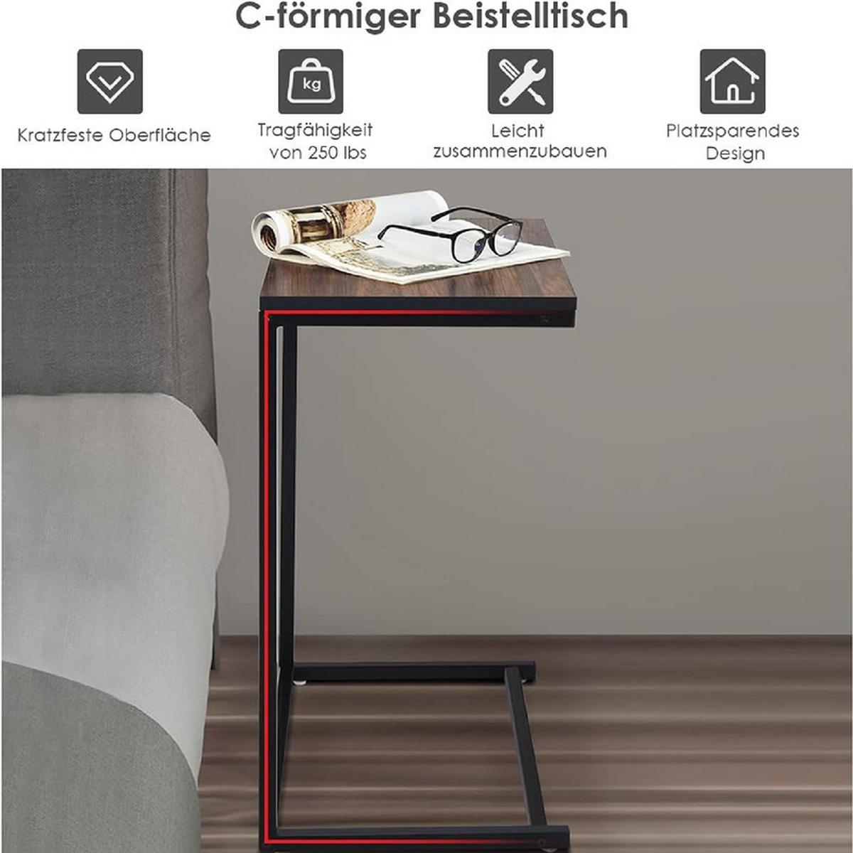 LAPTOPTISCH C-förmig hellbraun - Hellbraun, Metall (35/55/65cm) - COSTWAY