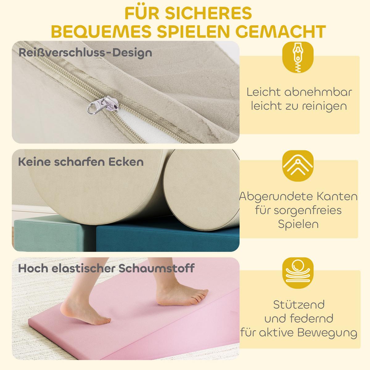 SCHAUMSTOFF-BAUSTEINE für Kinder 5er Set Samtoptik - Multicolor, Textil (40.6/61cm) - AIYAPLAY