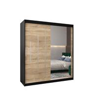 SCHWEBETÜRENSCHRANK 200/180/62 2-türig - Silberfarben/Schwarz, Holz/Kunststoff (180/200/62cm) - Abiks Möbel