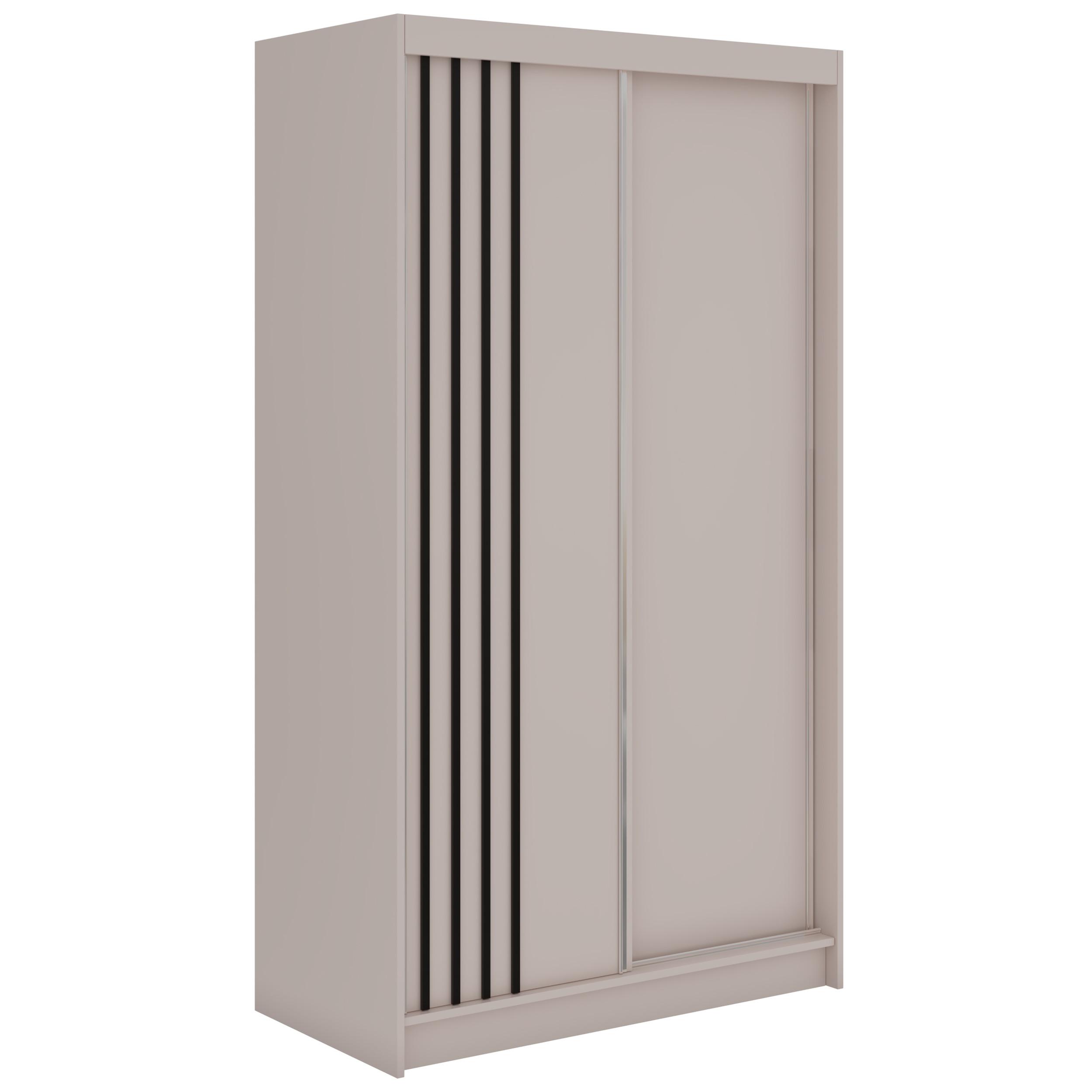 SCHWEBETÜRENSCHRANK mit Lamellen und Schubladen NAURU - 120 - Kaschmir und Schwarz - Kaschmir/Schwarz, Holzwerkstoff/Metall (120/216/61cm) - MKS