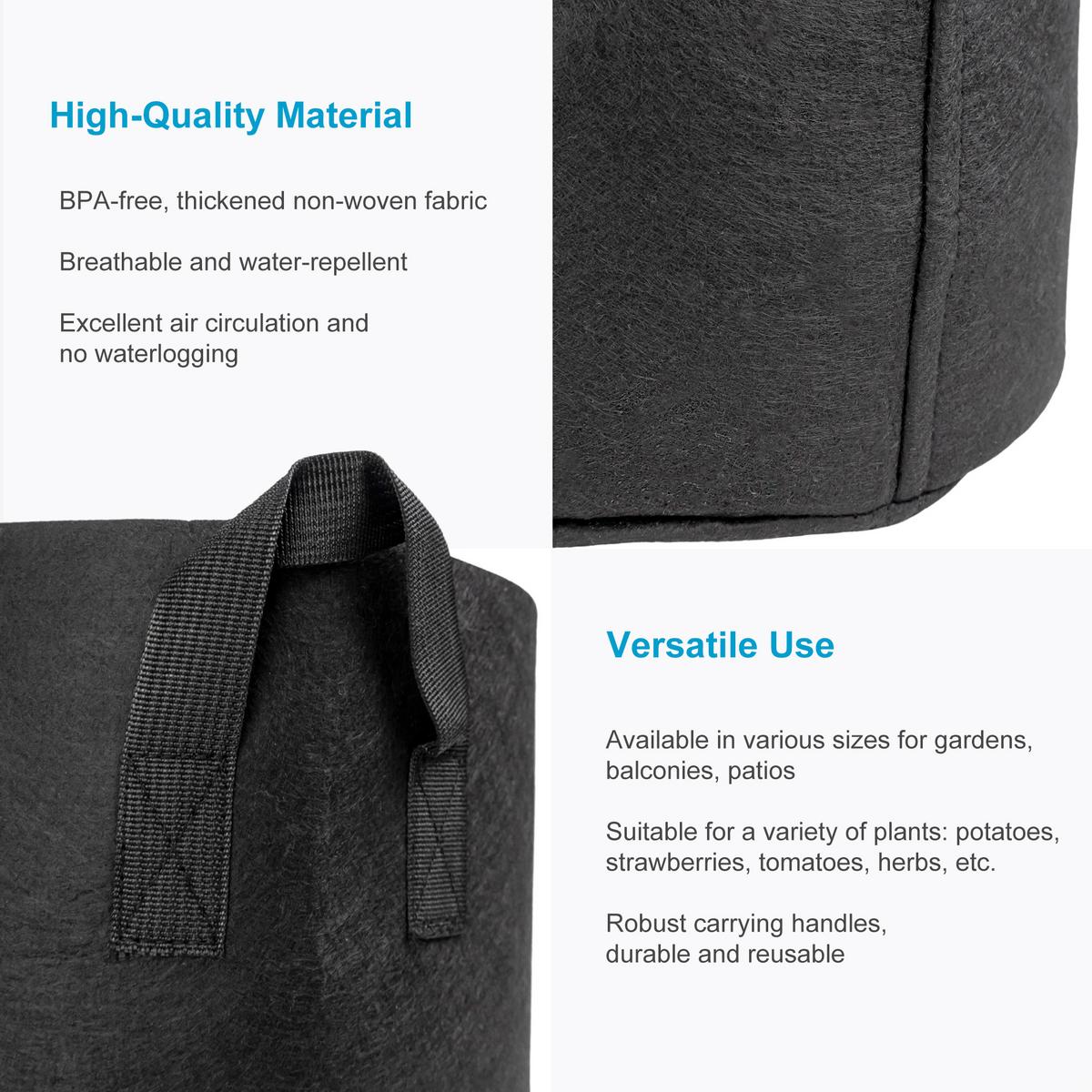PFLANZSACK Vliesstoff 30/25 cm (2-tlg. Set) - Schwarz, Textil (25cm) - Intirilife