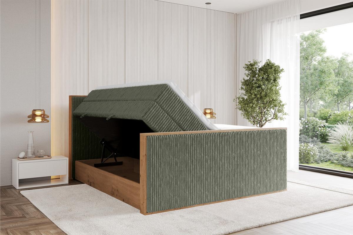 BOXSPRINGBETT LOLLI9 -Z-KING 120x200 - H3/H4 Olivgrün - Olivgrün, Holzwerkstoff (120/200cm) - ALTDECOR