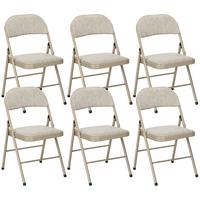 KLAPPSTUHL 6er Set Polyester Stahl Beige - Beige, Textil/Metall (46/78/45cm) - HOMCOM