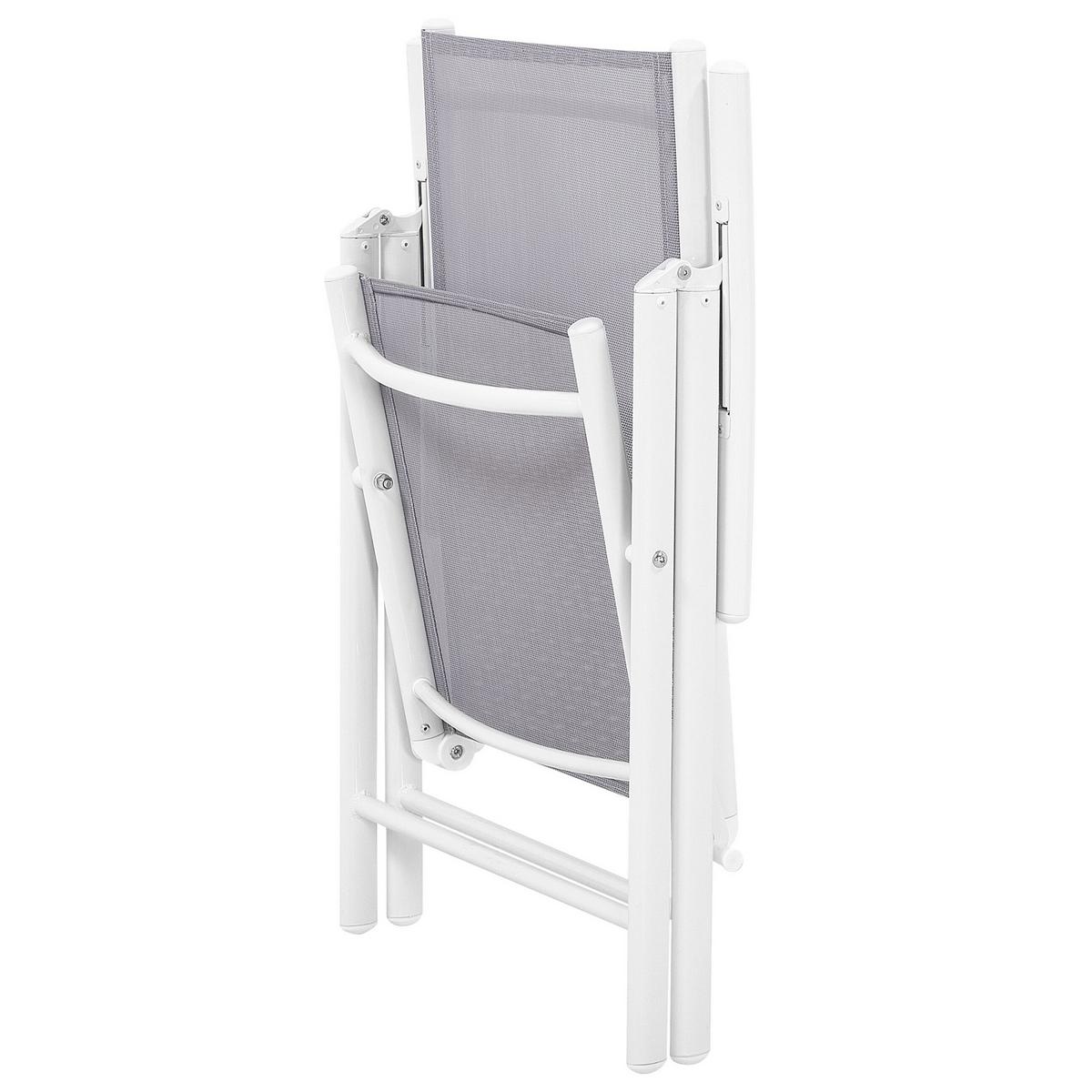 GARTENSTUHL 6er-Set Aluminium hellgrau Catania - Hellgrau, Metall (54/103/65cm) - Beliani