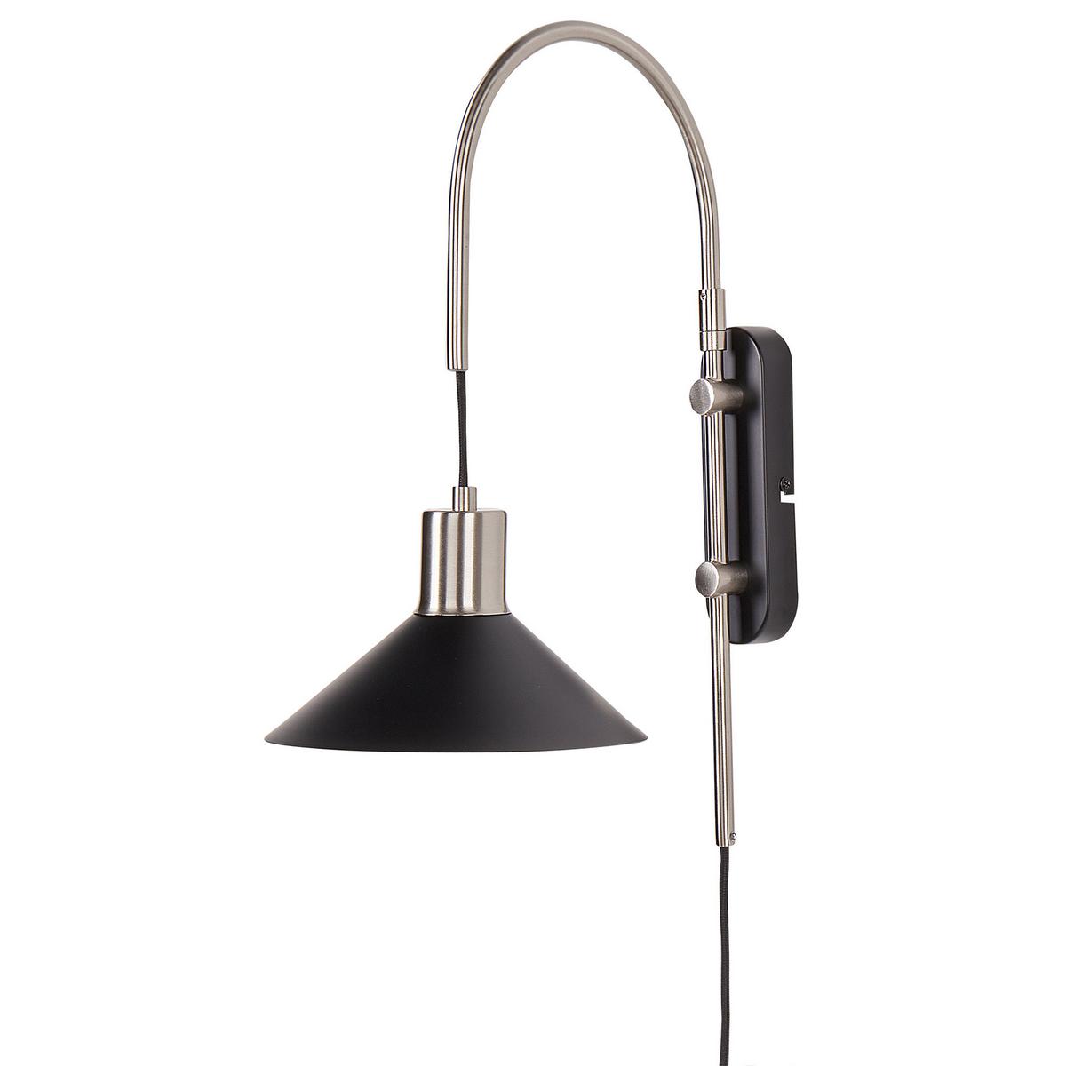 WANDLAMPE Schwarz/Silber Sissa - Silberfarben/Schwarz, Metall (20/44/35cm) - Beliani
