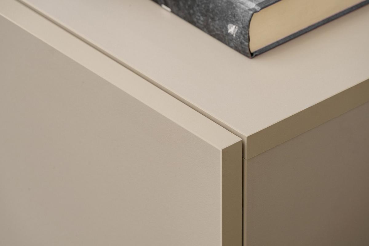 WOHNWAND Marmor schwarz, Lehm-Grau 270 cm, Schrankwand mit Ethanol Kamin, Push-to-Open - Schwarz/Grau, Holzwerkstoff (270/158/38cm) - Inn.Furn