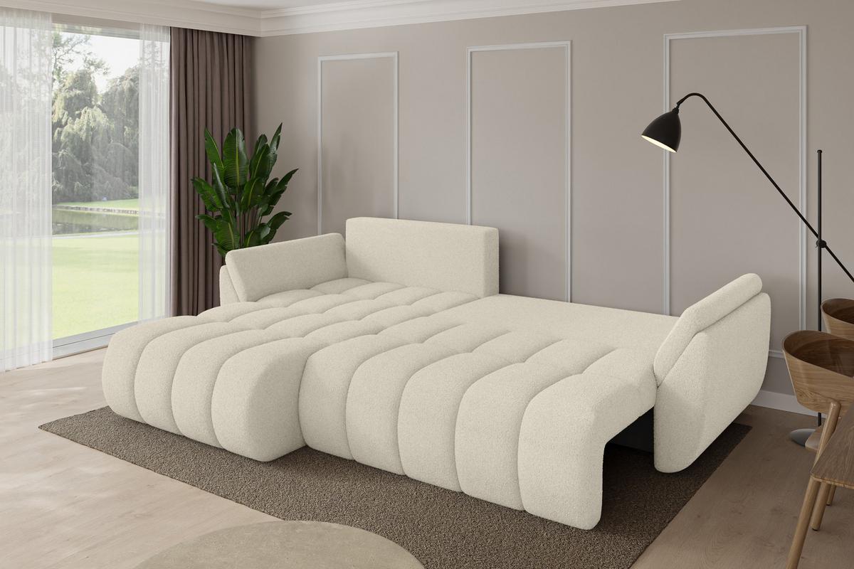 ECKSOFA mit Schlaffunktion Ottomane Links TOKO-L-v1 277x194x86 Beige Bouclé - Sandfarben/Beige, Holzwerkstoff/Kunststoff (277/194cm) - ALTDECOR
