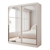SCHWEBETÜRENSCHRANK CLARITY 2-türig 150/65/215 cm Kaschmir / schwarze Griffe - Kaschmir/Schwarz, Holzwerkstoff/Kunststoff (150/215/65cm) - Idohome