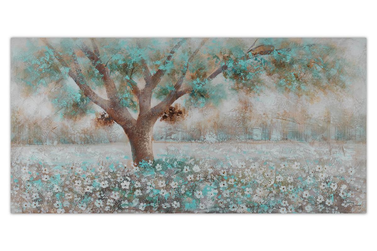 ÖLGEMÄLDE 140/70 cm - Weiß/Braun, Holz/Textil (140/70cm) - KUNSTLOFT