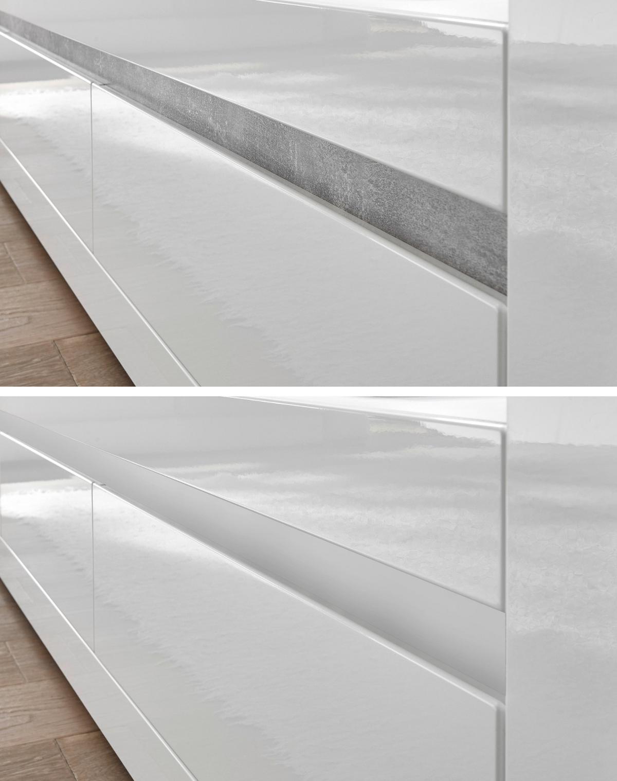 KOMMODE Hochglanz weiß Stone Design grau, 66 x 112 cm - Weiß Hochglanz/Weiß, Holzwerkstoff (66/112/35cm) - Furn.Design