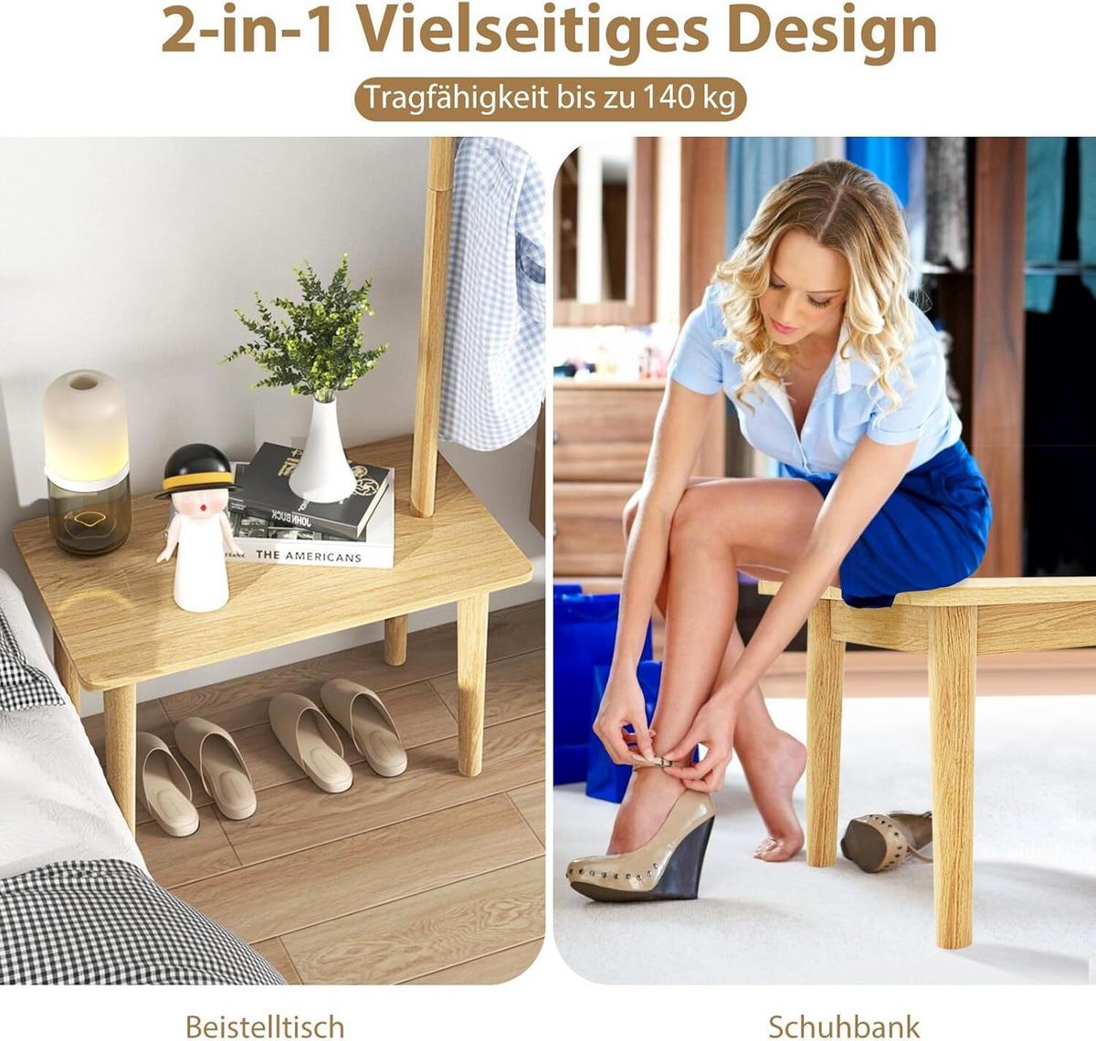 GARDEROBENSTÄNDER 168cm Natur - Naturfarben, Holz (76/168/43cm) - COSTWAY