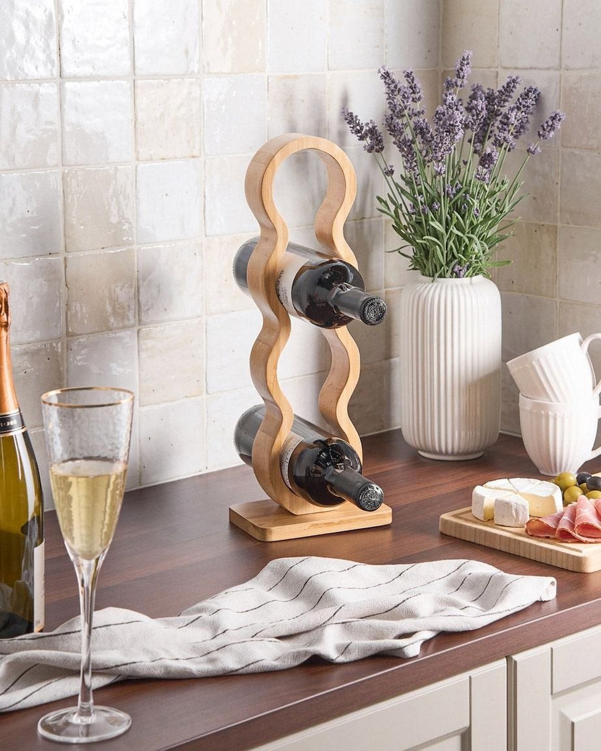 WEINREGAL Bambus Hellbraun Cerise - Hellbraun/Braun, Holz (15/41/10cm) - Beliani
