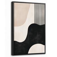 LEINWAND Bilder mit Rahmen - Abstrakt - Japandi - Beige - Modern - 20x30 - Schwarz, Textil (20/30cm) - MuchoWow
