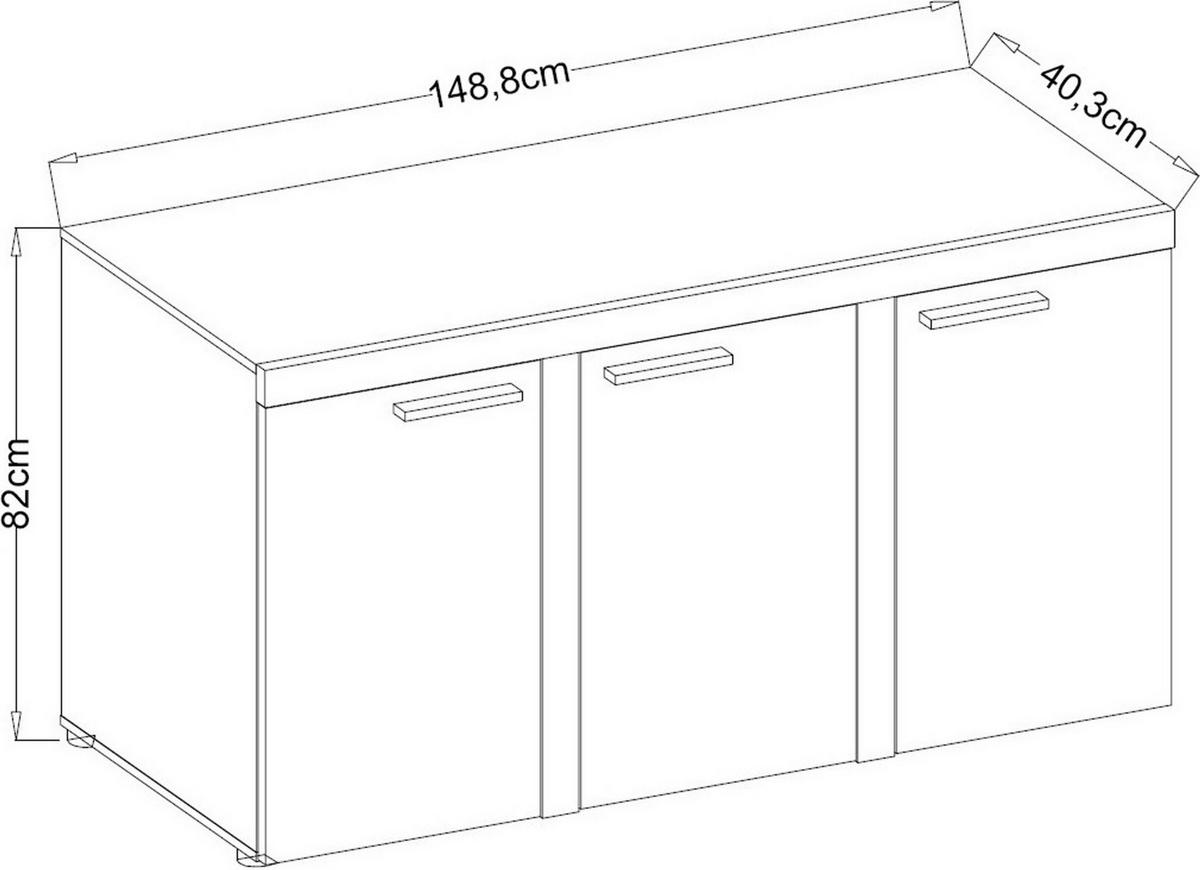 SIDEBOARD Spacoro 3D Weiß, Beton 148,8/82/40,3 cm – Wohnzimmer Kommode Modern - Hellgrau/Weiß, Holzwerkstoff/Kunststoff (149/82/40cm) - AX Living
