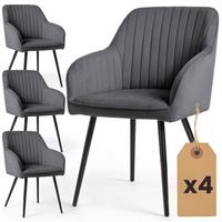 POLSTERSTUHL 4er Set, Metallbeine Graphit, Schwarz 54,5/82/58 - Schwarz, Textil (55/82/52cm) - RAUMHIRSCH FURNITURE