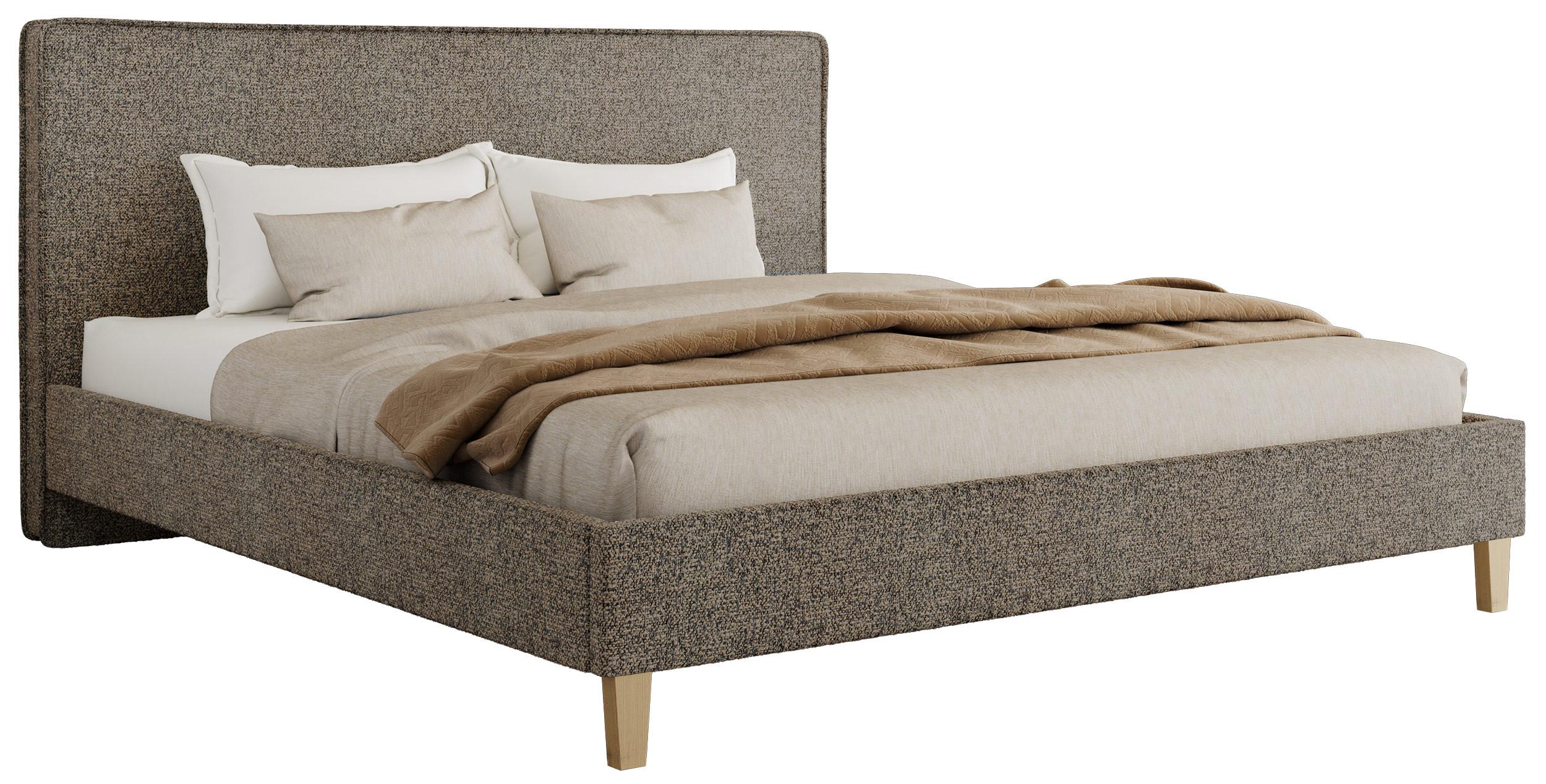 POLSTERBETT LUMARO CLASSIC 140/200 - Grau Stukture - Matratze Foam - Kernbuche/Grau, Holz/Textil (140/200cm) - MKS