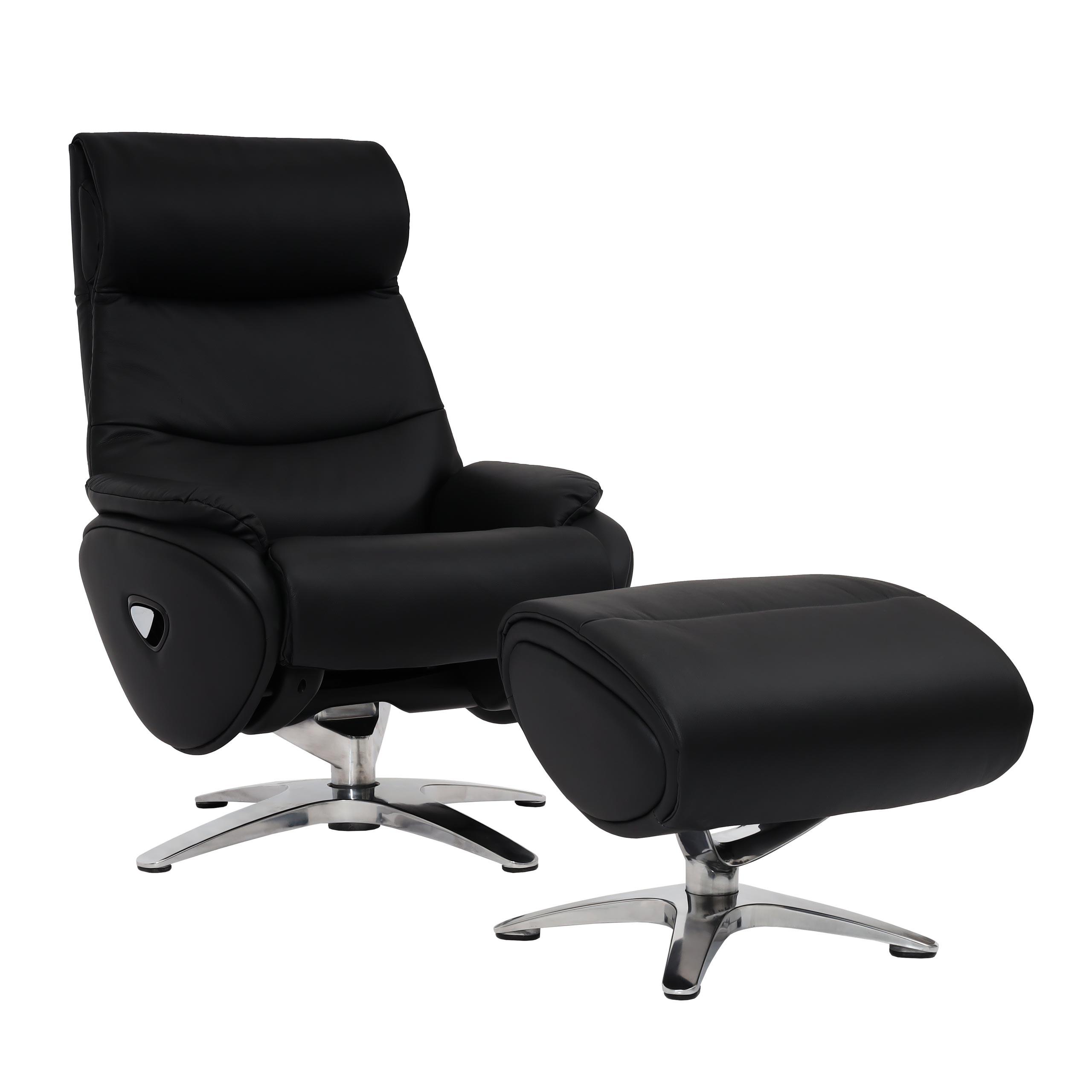 RELAXSESSEL MIT HOCKER Schwarz - Schwarz, Textil (117/110/77cm) - MCW