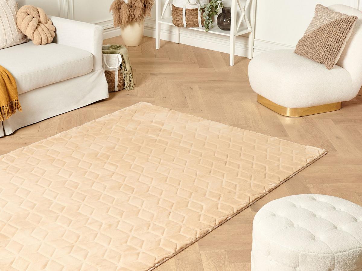 SHAGGY-KUNSTFELLTEPPICH Thatta 230/160 cm - Beige, Kunststoff (160/230cm) - Beliani