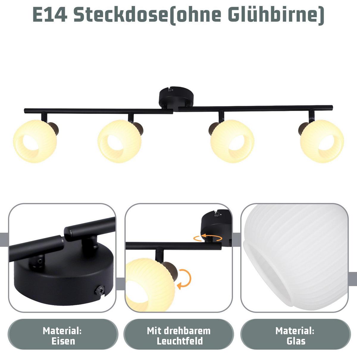 DECKENSTRAHLER Lichtenberger 4-flammig 70/10/16.5cm - Schwarz, Metall (70/10/16.5cm) - Nettlife