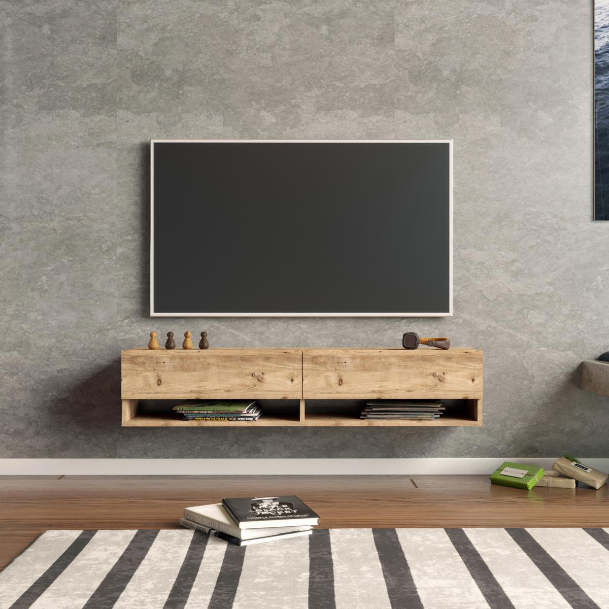 TV-ELEMENT Laitila - Naturfarben, Holzwerkstoff (140/29.5/31.5cm) - [en.casa]