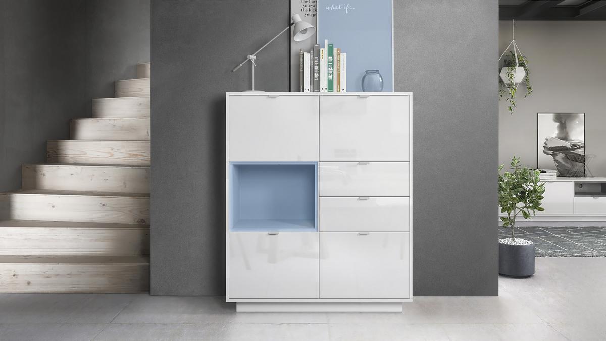 HIGHBOARD Metro Einsatz in Denim matt - Pastellblau, Holzwerkstoff (103/123/37.5cm) - Vladon