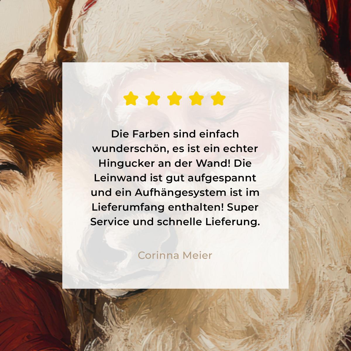 LEINWANDBILD Weihnachtsmann - Rentier - Weihnachten XXL 150x100 cm - Rotbraun, Textil (150/100cm) - MuchoWow