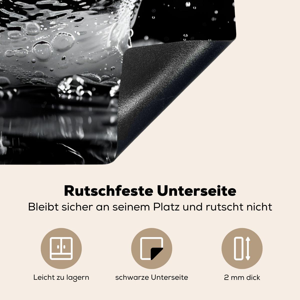 HERDABDECKPLATTE Wasser - Spritzwasser - Schwarz Induktionsmatte 71x52 cm - Schwarz, Kunststoff (71/52/0.2cm) - MuchoWow