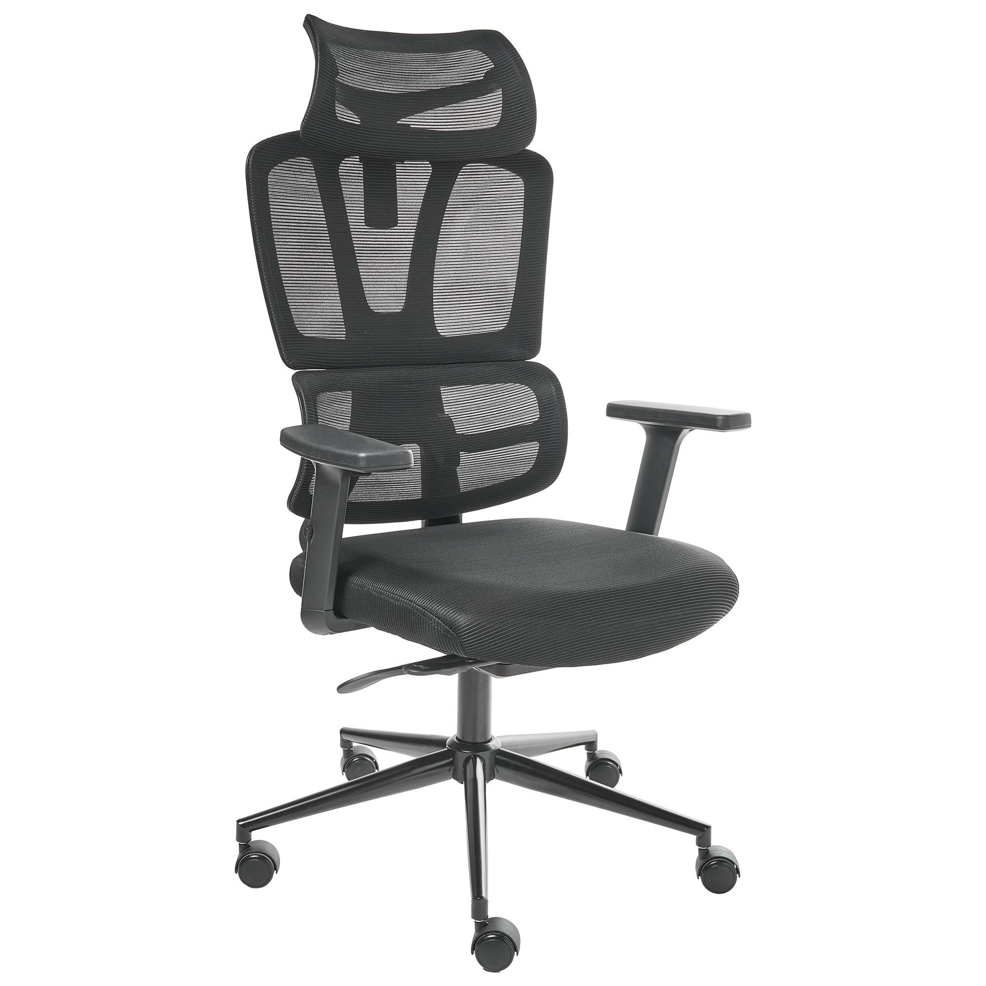 CHEFSESSEL Schwarz Omega - Schwarz, Textil (65/129/65cm) - Beliani