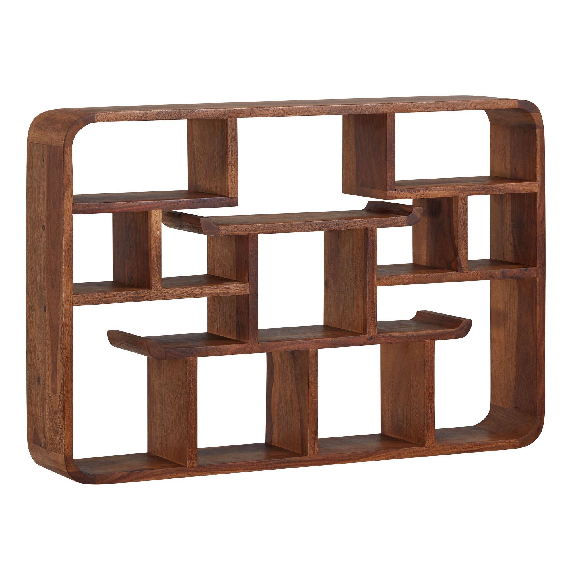 WANDREGAL Massivholz Modern Stil 80x55x15 cm Groß Schwebend - Braun, Holz (80/55/15cm) - KADIMA DESIGN