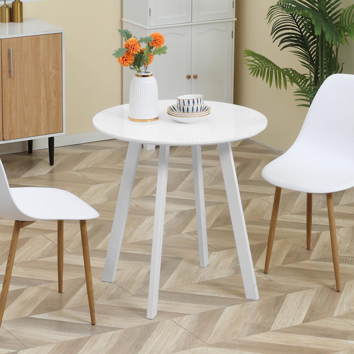 ESSTISCH Runder Küchentisch Esszimmertisch mit abgeschrägten Beinen Weiß - Weiß, Kunststoff (72/72/75cm) - HOMCOM