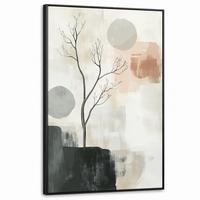 LEINWAND Bilder mit Rahmen - Wabi sabi - Beige - Pflanze - 80x120 - Sandfarben, Textil (80/120cm) - MuchoWow