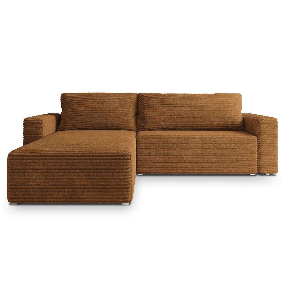 ECKSOFA CALTI T Orange Kordstoff mit Schlaffunktion - Orange, Holzwerkstoff/Textil (283/183cm) - MASSENO