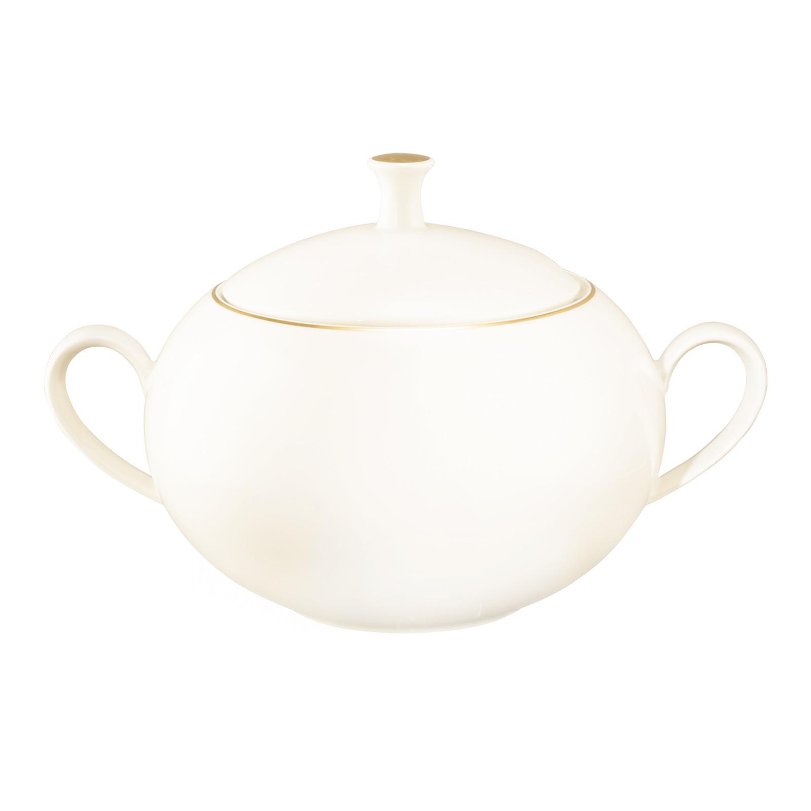 TERRINE MIT DECKEL Savona Goldlinie creme 3,30 l - Creme, Keramik (30.1/21.8/20.1cm) - Seltmann Weiden