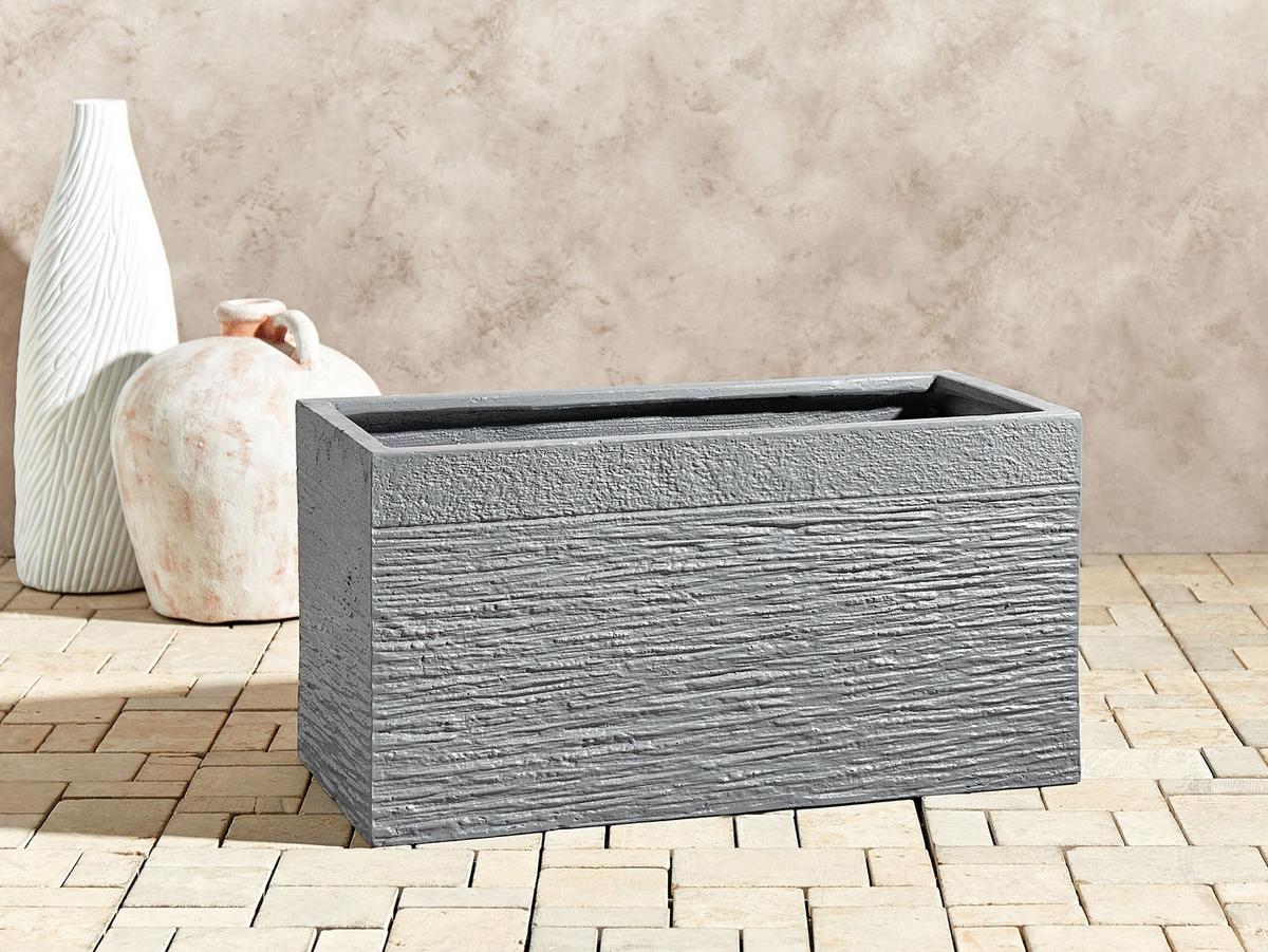 BLUMENTOPF grau rechteckig 60/29/30 cm Myra - Grau, Naturmaterialien (30cm) - Beliani