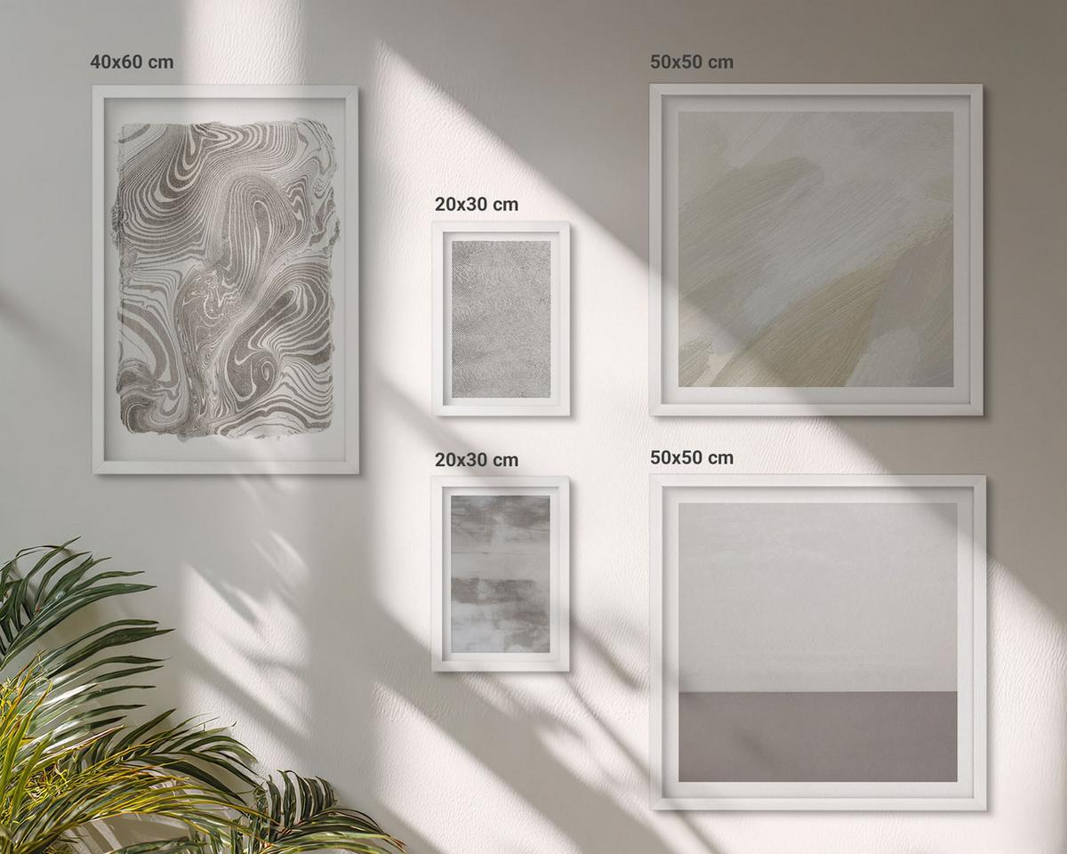 BILDER SET 5er Set - 50x50 cm & 20x30 cm & 40x60 cm Weißer Rahmen - Industriedesignstrukturen - Weiß, Kunststoff (40/60cm) - TULUP