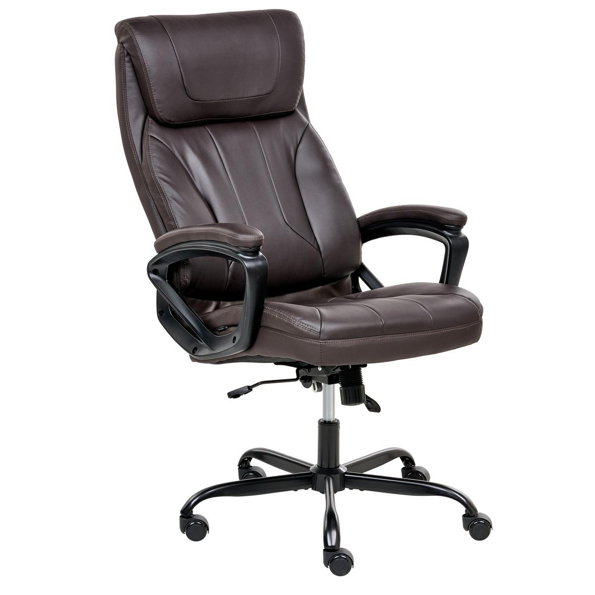 CHEFSESSEL Kunstleder Dunkelbraun Proud - Dunkelbraun, Kunststoff (66/115/66cm) - Beliani