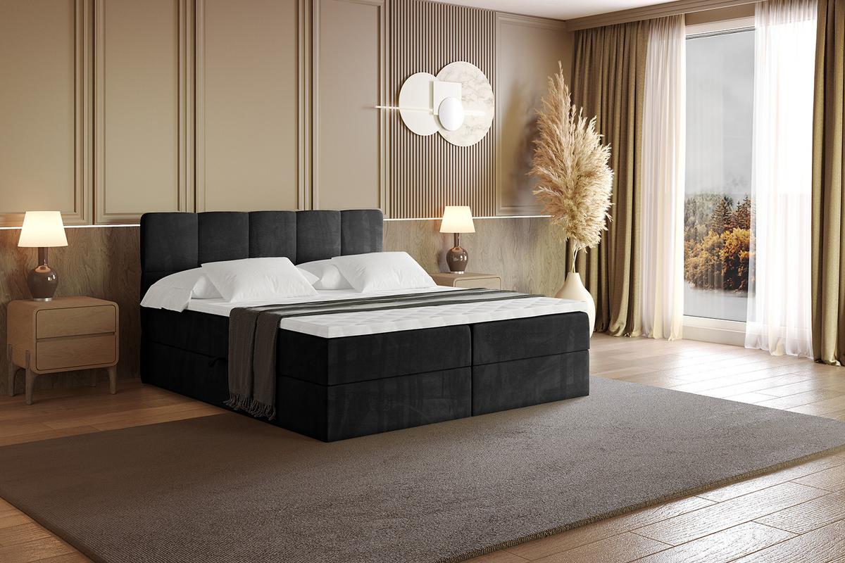 BOXBETT mit Matratze H4 und Lattenrost - LIRO - 200x200 - Schwarz Casablanca - Schwarz, Holzwerkstoff/Kunststoff (200/200cm) - ALTDECOR