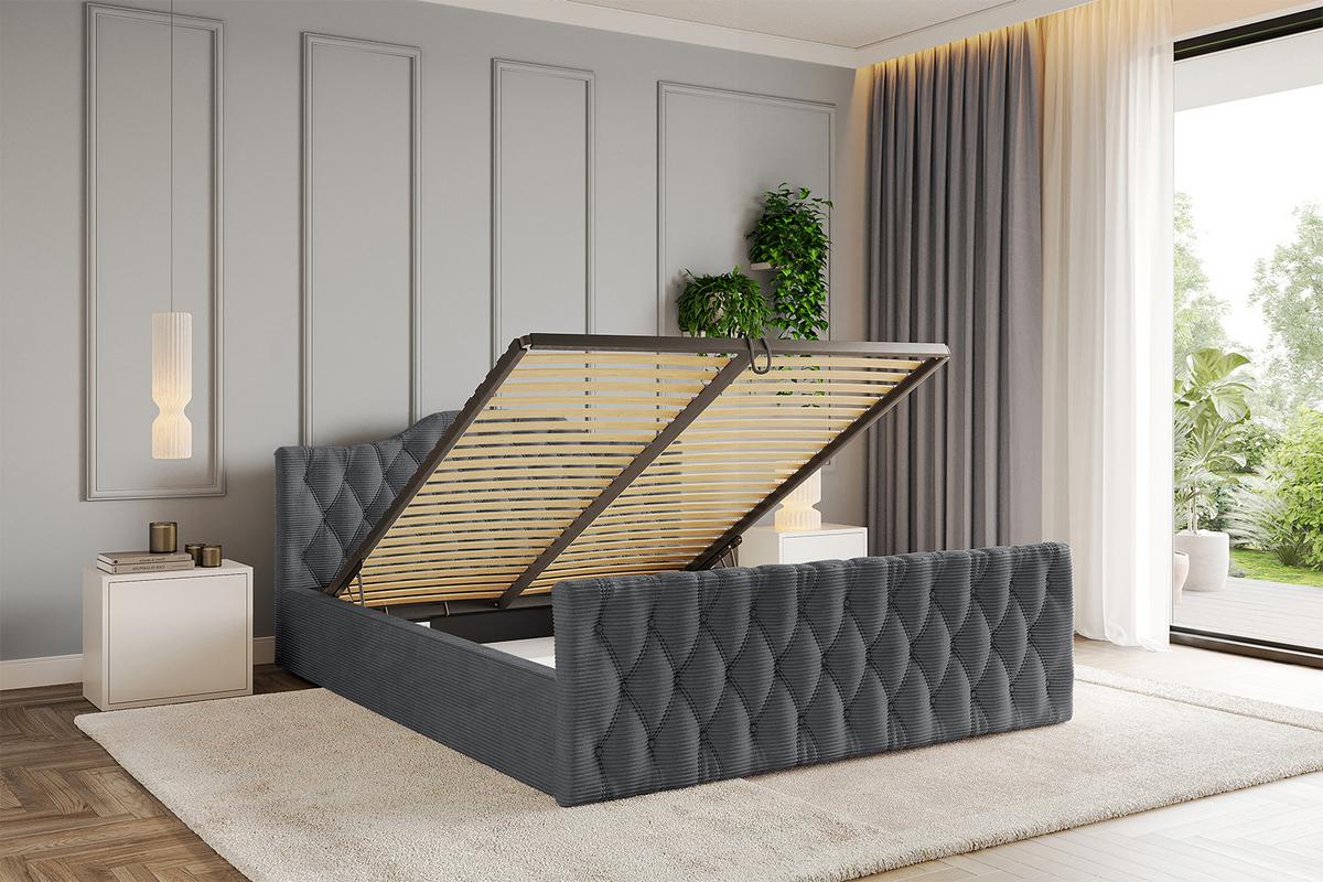 POLSTERBETT mit Bettkasten, Fußteil und Lattenrost, Boxbett mit Matratze H3/H4 - FALIO-Z-V1 120x200 Dunkelgrau - Anthrazit, Holzwerkstoff/Textil (120/200cm) - ALTDECOR