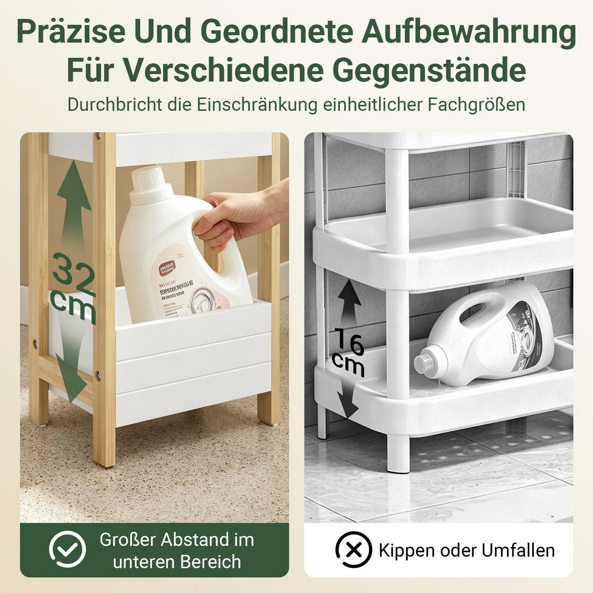 BADEZIMMERSCHRANK Schmal mit 4 Stabilen Regalen 90x28x20cm - Weiß, Holzwerkstoff (28/90/20cm) - SoBuy