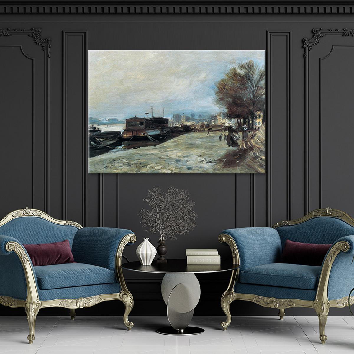 WANDBILD boot am ufer der seine auguste renoir - Multicolor, Textil (60/40cm) - Feeby