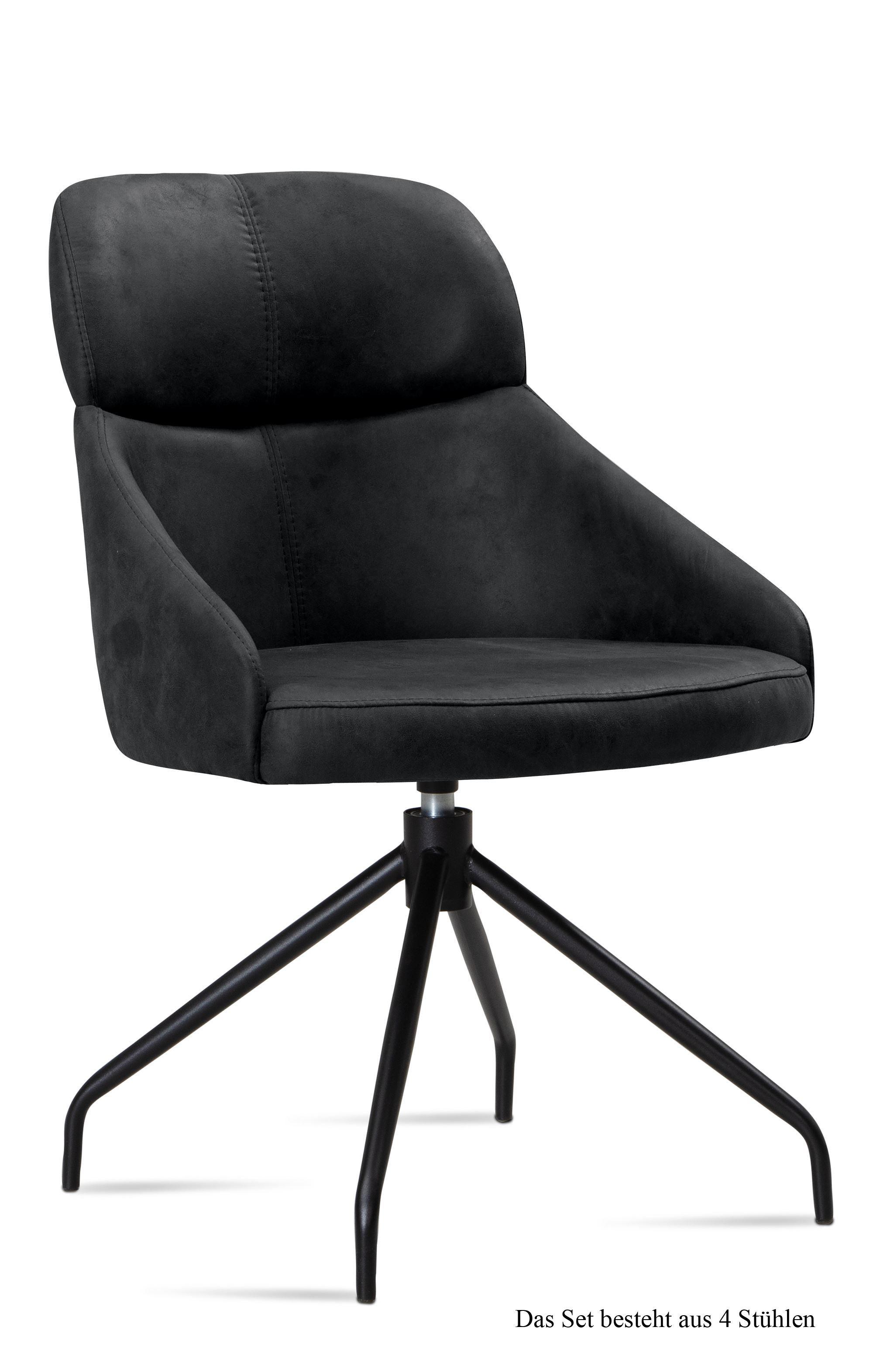 ESSZIMMERSTUHL drehbar (4er-Set) Dorian 52x82x63 Schwarz/Anthrazit - Anthrazit/Schwarz, Kunststoff (63/82/52cm) - 58aufmkessel