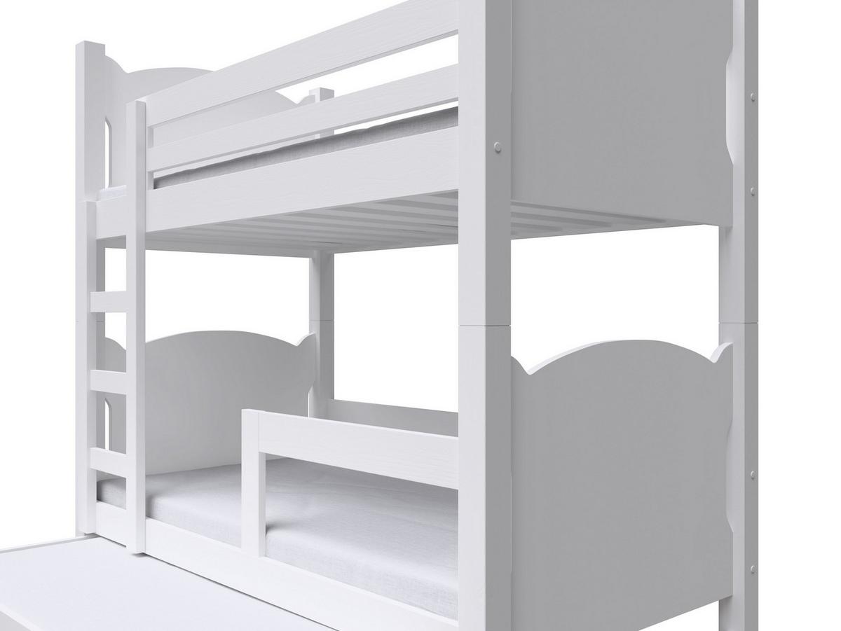 ETAGENBETT LEONE mit Bettkasten 80x180 cm Weiß - Weiß, Holz (80/180cm) - MASSENO