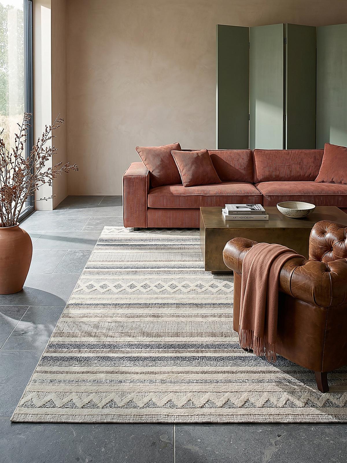 TEPPICH Waschbar RIDGE, gestreift, Grau-Beige, 194 x 290 cm - Beige, Textil (290/194cm) - KADIMA DESIGN