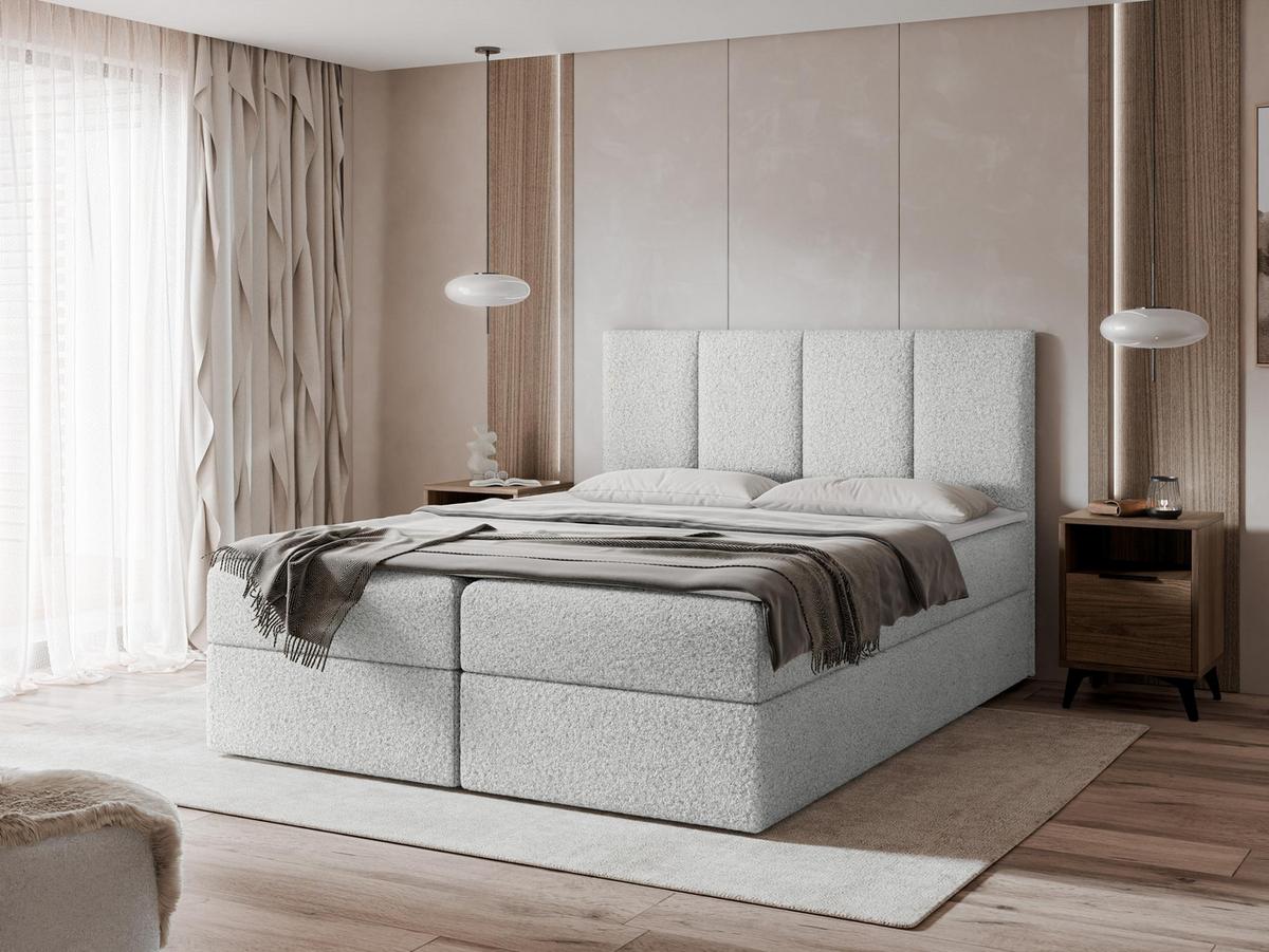 BOXBETT Rebos Boucle - H3 - Hellgrau, Holz/Textil (180/200cm) - MIRJAN24