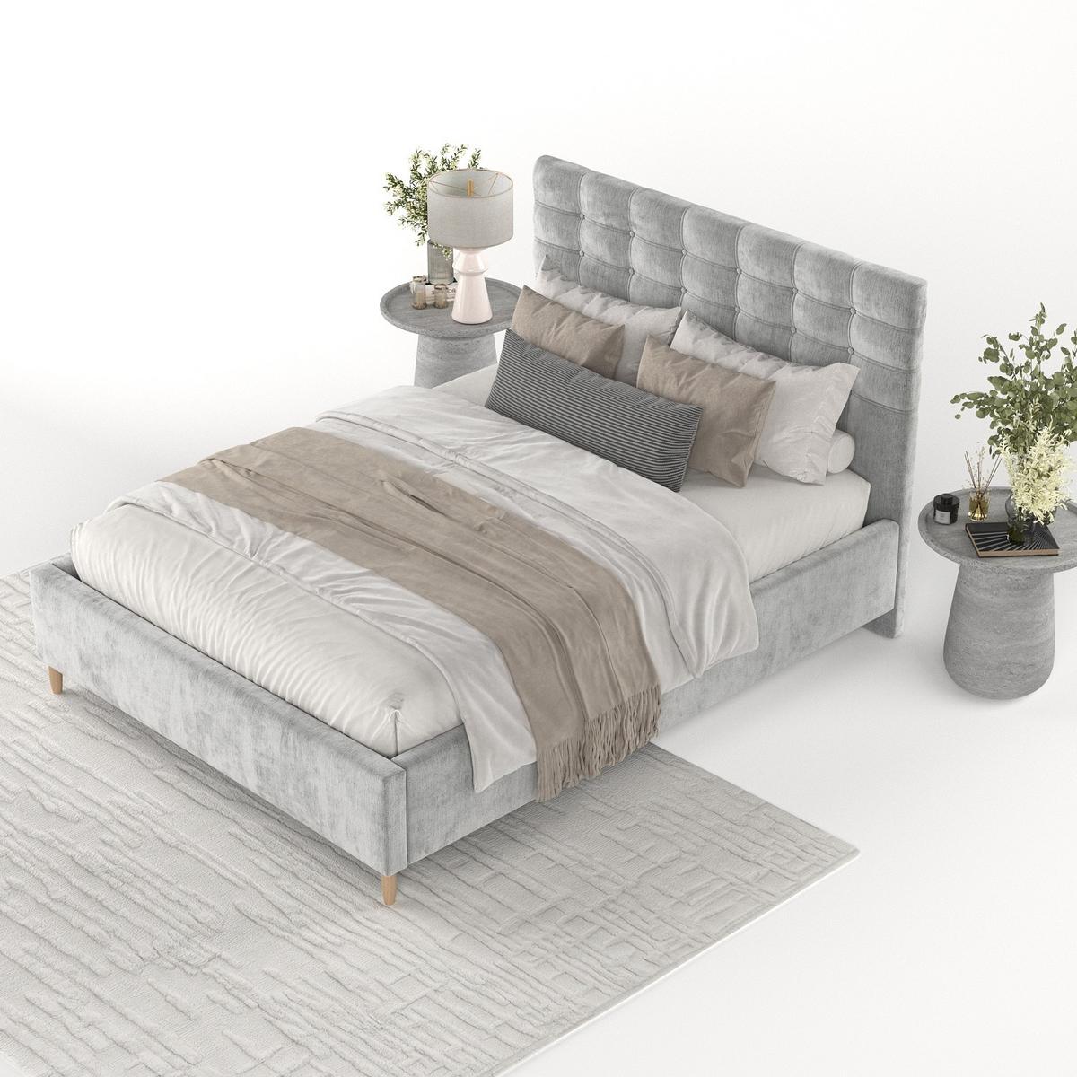 POLSTERBETT Soma 120/200 cm Hellgrau im Lotta Stoff - Hellgrau/Naturfarben, Holz/Holzwerkstoff (120/200cm) - AltaBeds