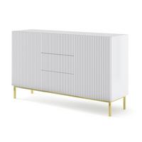 KOMMODE Weiß, Weiß, Gold 150/87/42 - Weiß, Holzwerkstoff (150/87/42cm) - RAUMHIRSCH FURNITURE