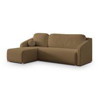 ECKSOFA MARELLO Orange Boucle-Stoff mit Schlaffunktion - Orange, Holz (220/143cm) - MASSENO