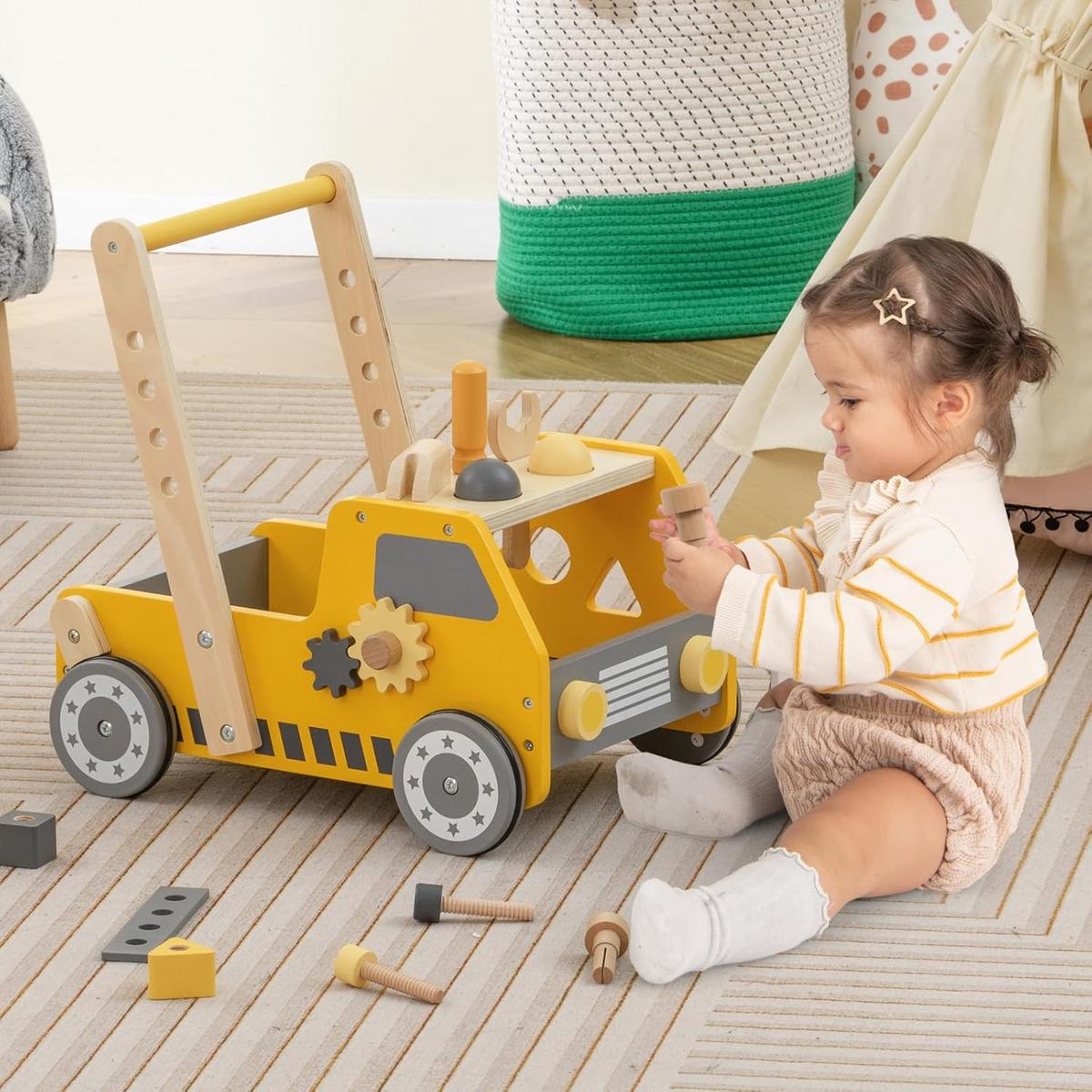 LAUFLERNWAGEN Gelb - Gelb, Holz (41/42/31cm) - COSTWAY