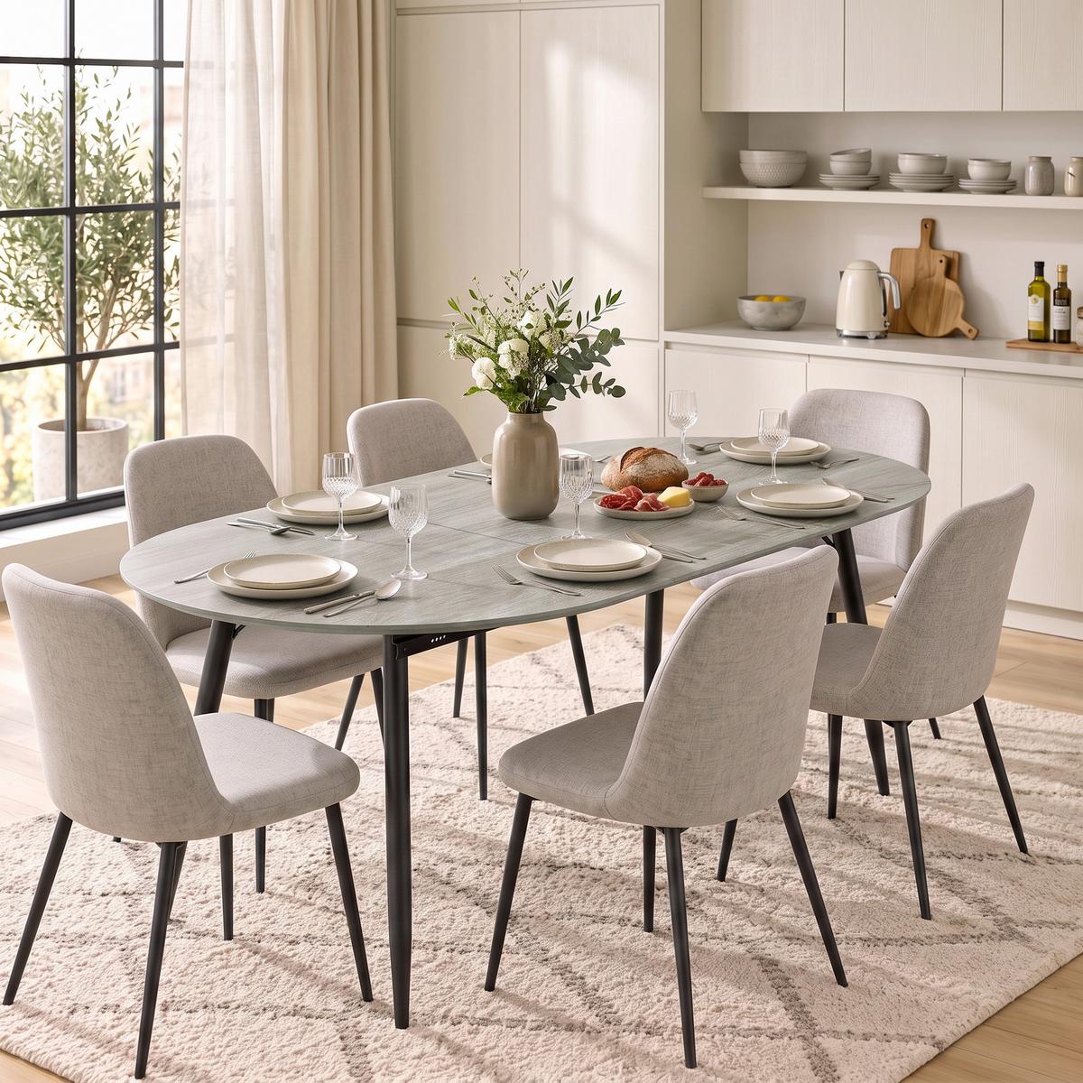 AUSZIEHBARER-ESSTISCH MDF Grau - Schwarz/Grau, Holzwerkstoff/Metall (160/80/75cm) - HOMCOM